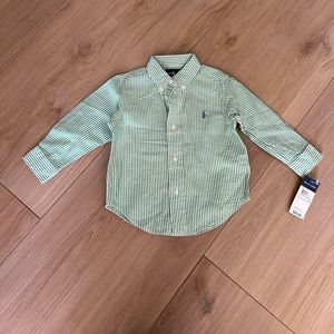 NWT Ralph Lauren Green Seersucker Button Down / 18 months